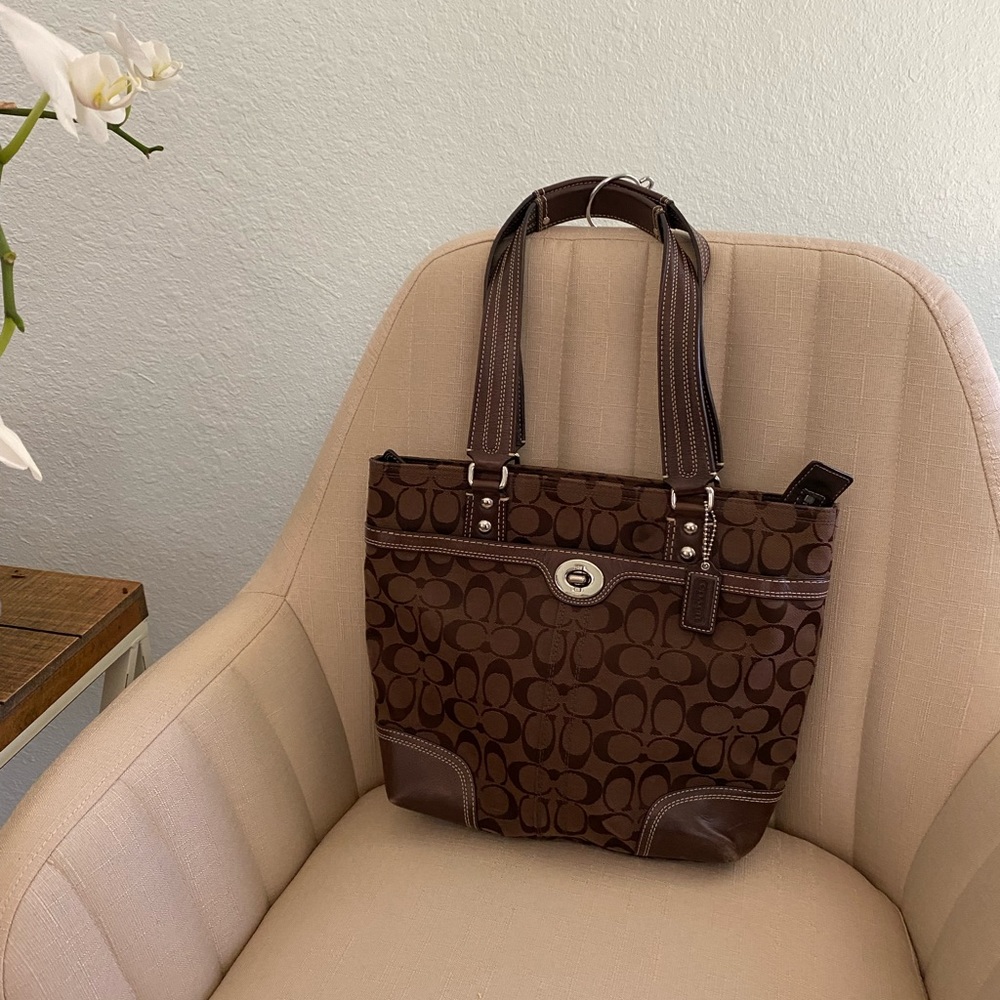 Coach signature satchel, brown